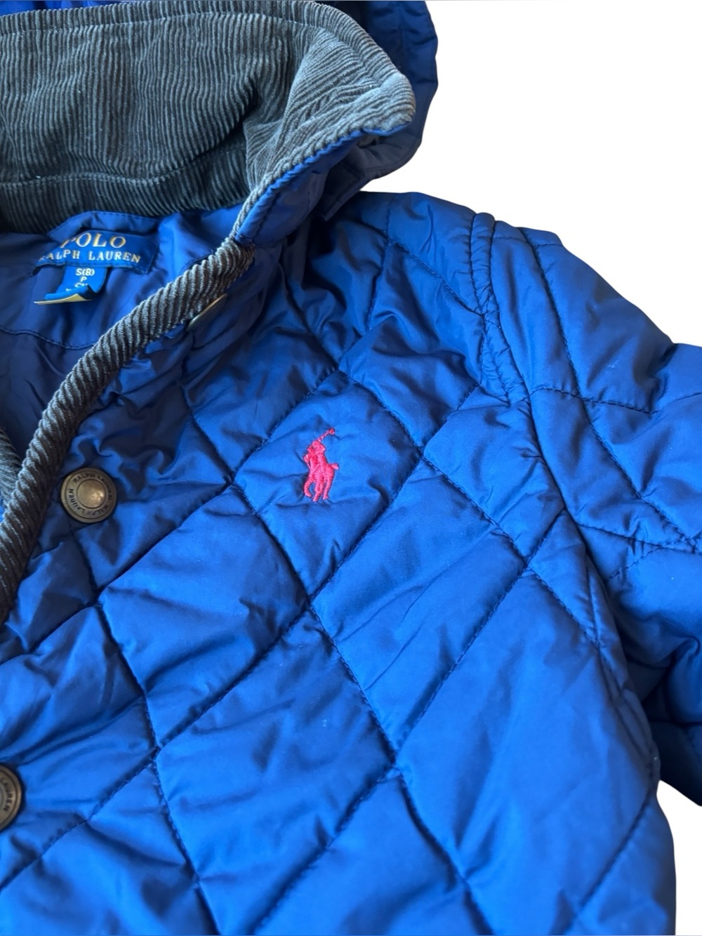 Polo Ralph Lauren Kids Blue Quilted Hooded Jacket Size 8